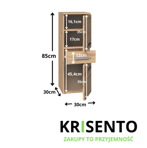 Mała szafka łazienkowa dąb artisan LAZ-1318-ART
