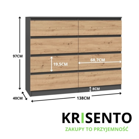 Nowoczesna komoda 140cm KOM-908-ANT-ART