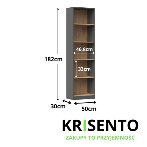 Regał do salonu 50cm antracyt - artisan RE-1402-ANT-ART