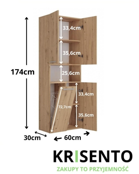 Regal lazienkowy dąb artisan LAZ-1319-ART