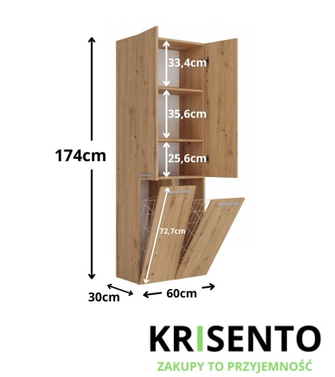 Regał łazienkowy z koszami LAZ-1322-ART
