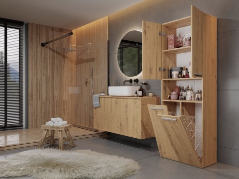 Regał łazienkowy z koszykami dąb LAZ-1321-ART