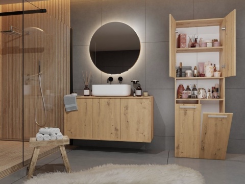 Regał łazienkowy z koszykami dąb LAZ-1321-ART