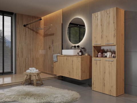 Regał łazienkowy z koszykami dąb LAZ-1321-ART