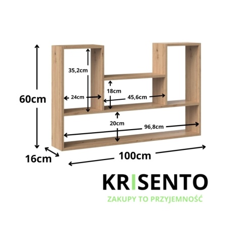 Regał na książki na ścianę dąb artisan POL-1105-ART