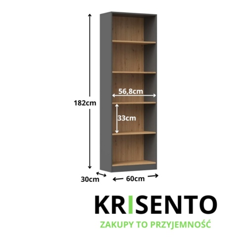 Regał otwarty 60cm antracyt - artisan RE-1403-ANT-ART