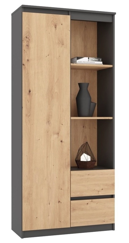 Regał z półkami i drzwiczkami RE-1425-ANT-ART