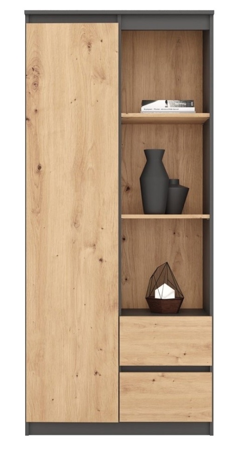 Regał z półkami i drzwiczkami RE-1425-ANT-ART