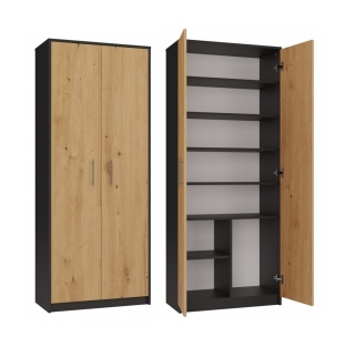 Regał zamknięty antracyt - dąb RE-1427-ANT-ART