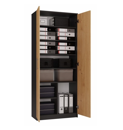 Regał zamknięty antracyt - dąb RE-1427-ANT-ART