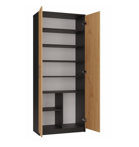 Regał zamknięty antracyt - dąb RE-1427-ANT-ART