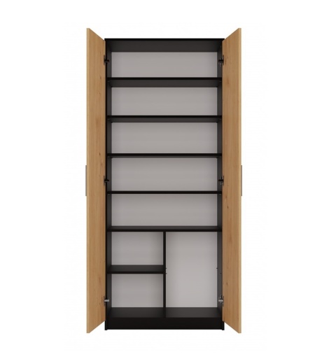 Regał zamknięty antracyt - dąb RE-1427-ANT-ART