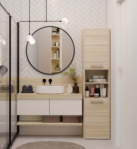 Słupek łazienkowy 40 cm dąb sonoma LAZ-1311-SON