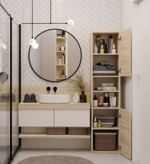 Słupek łazienkowy 40 cm dąb sonoma LAZ-1311-SON