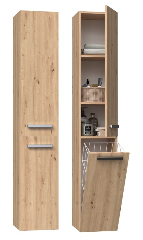 Slupek lazienkowy z koszem dąb artisan LAZ-1316-ART