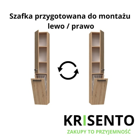 Slupek lazienkowy z koszem dąb artisan LAZ-1316-ART