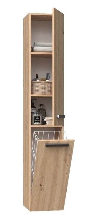 Slupek lazienkowy z koszem dąb artisan LAZ-1316-ART