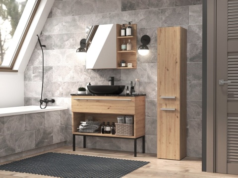 Slupek lazienkowy z koszem dąb artisan LAZ-1316-ART