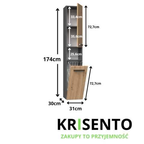 Słupek łazienkowy z koszem na pranie 30 cm LAZ-1315-ANT-ART