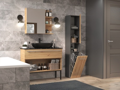 Słupek łazienkowy z koszem na pranie 30 cm LAZ-1315-ANT-ART