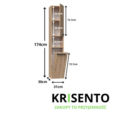 Słupek łazienkowy z koszem na pranie LAZ-1315-ART