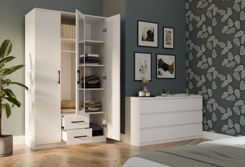 Szafa 3 drzwiowa biała 120 cm SZAF-1005-L-BIEL-MAT