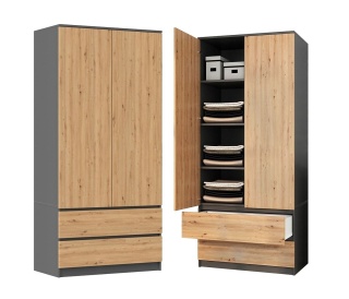 Szafa dwudrzwiowa z półkami 90 cm SZAF-1008-ANT-ART