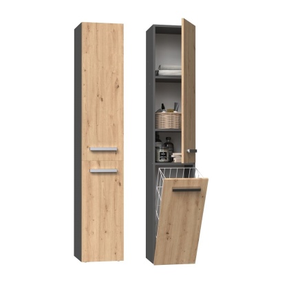 Szafka do łazienki z koszem na pranie LAZ-1316-ANT-ART