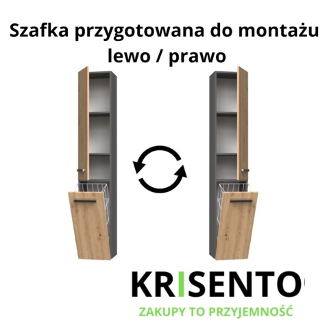 Szafka do łazienki z koszem na pranie LAZ-1316-ANT-ART