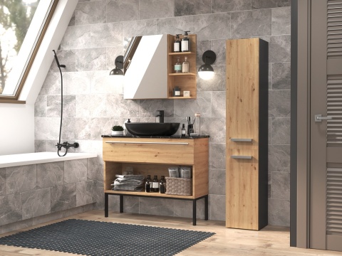 Szafka do łazienki z koszem na pranie LAZ-1316-ANT-ART