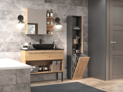 Szafka do łazienki z koszem na pranie LAZ-1316-ANT-ART