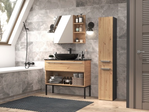 Szafka łazienkowa 30 antracyt - dąb artisan LAZ-1314-ANT-ART