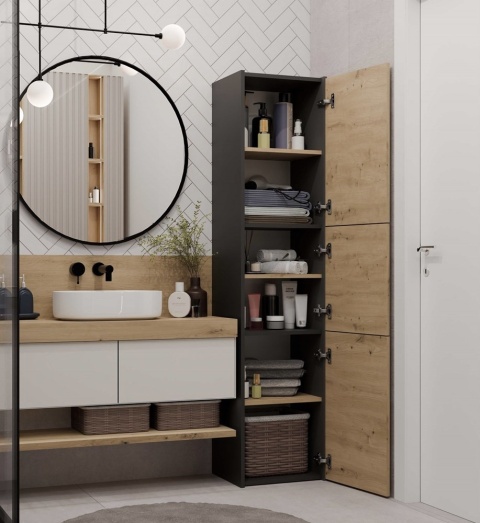 Szafka na ręczniki do łazienki LAZ-1312-ANT-ART