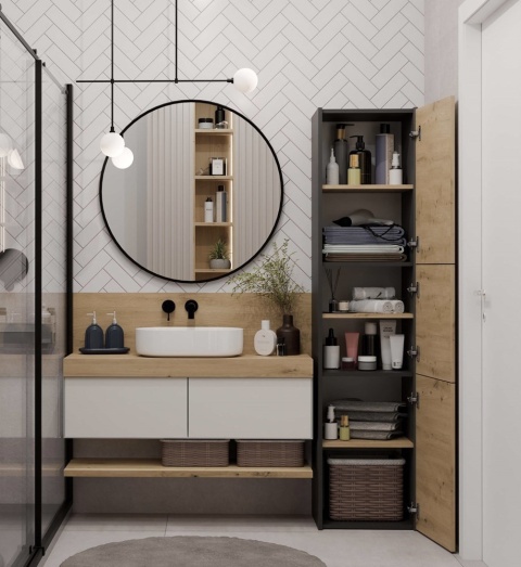 Szafka na ręczniki do łazienki LAZ-1312-ANT-ART