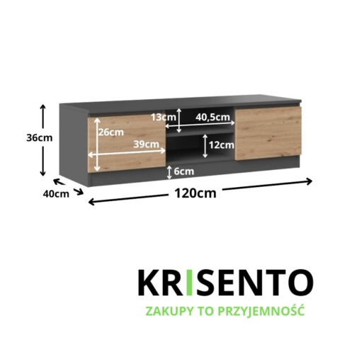Szafka telewizyjna 120cm antracyt - artisan RTV-501-ANT-ART