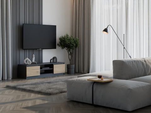 Szafka tv antracyt - dąb artisan 140cm RTV-502-ANT-ART