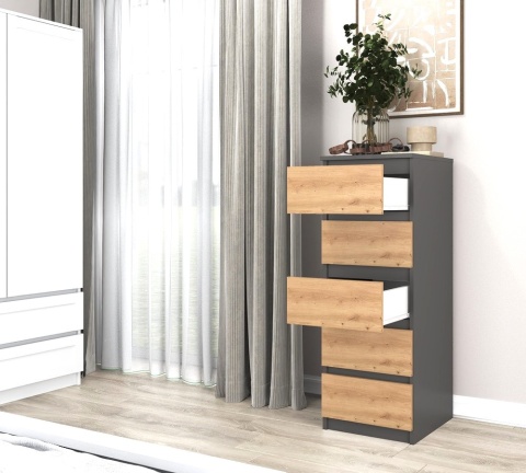 Wąska komoda z szufladami KOM-909-ANT-ART