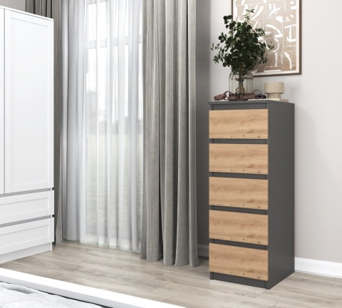 Wąska komoda z szufladami KOM-909-ANT-ART