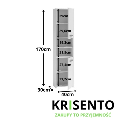 Wąska szafka do łazienki LAZ-1311-BIEL-MAT