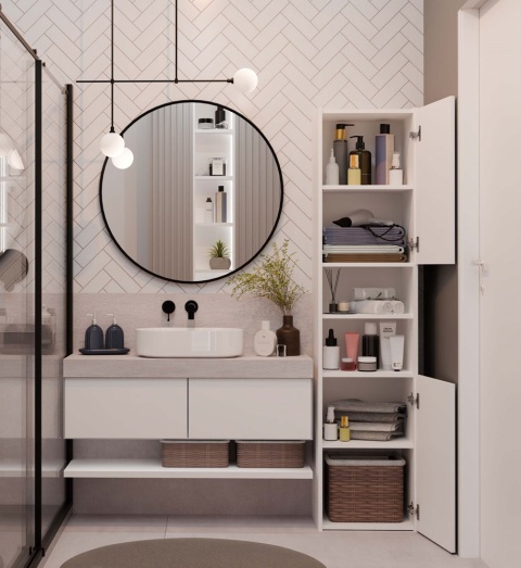 Wąska szafka do łazienki LAZ-1311-BIEL-MAT