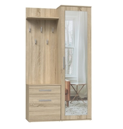 Wieszak z szafką na buty i szafa dąb sonoma GAR-104-SON