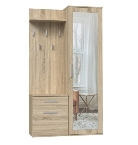 Wieszak z szafką na buty i szafa dąb sonoma GAR-104-SON