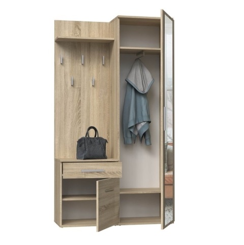 Wieszak z szafką na buty i szafa dąb sonoma GAR-104-SON