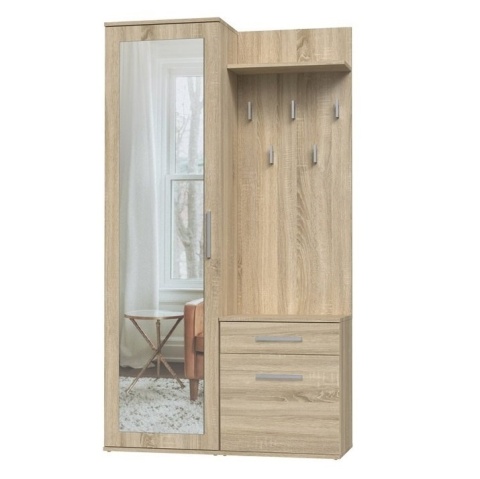 Wieszak z szafką na buty i szafa dąb sonoma GAR-104-SON