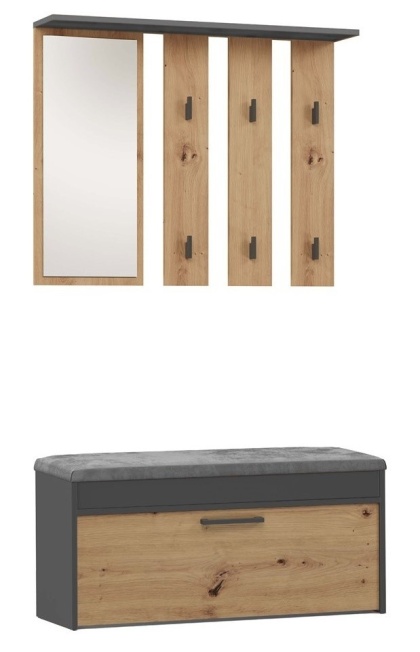 Zestaw do przedpokoju antracyt - dąb artisan GAR-106-ANT-ART
