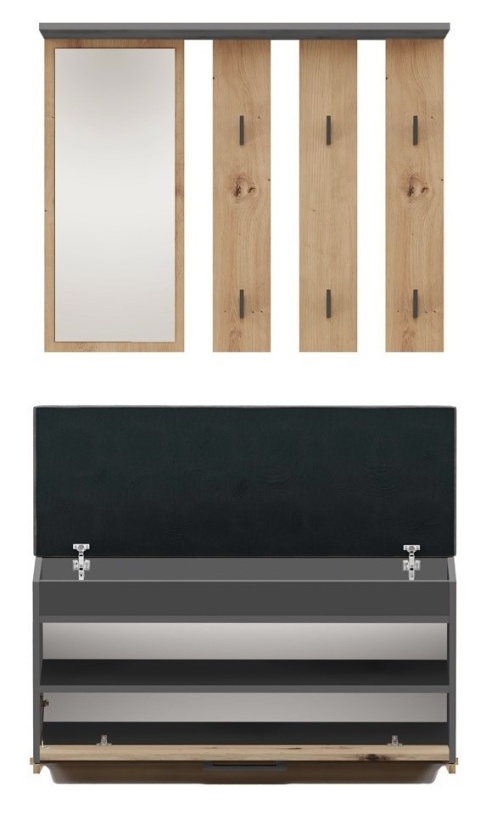 Zestaw do przedpokoju antracyt - dąb artisan GAR-106-ANT-ART
