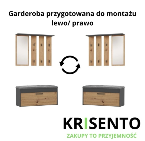 Zestaw do przedpokoju antracyt - dąb artisan GAR-106-ANT-ART