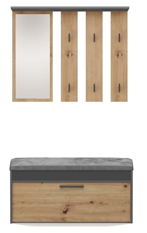 Zestaw do przedpokoju antracyt - dąb artisan GAR-106-ANT-ART