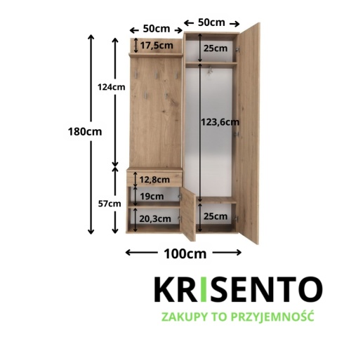 Zestaw mebli do przedpokoju dąb artisan GAR-104-ART