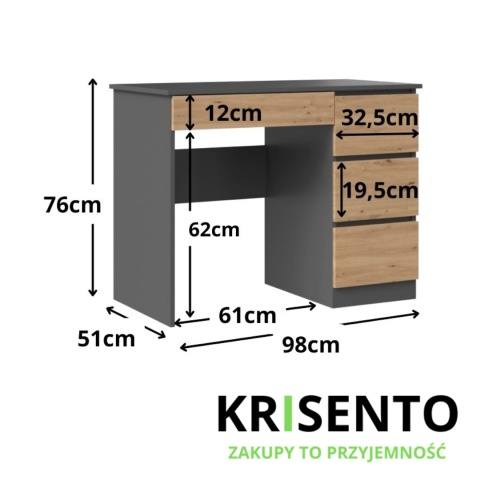 Biurko młodzieżowe BIUR-706-ANT-ART-P